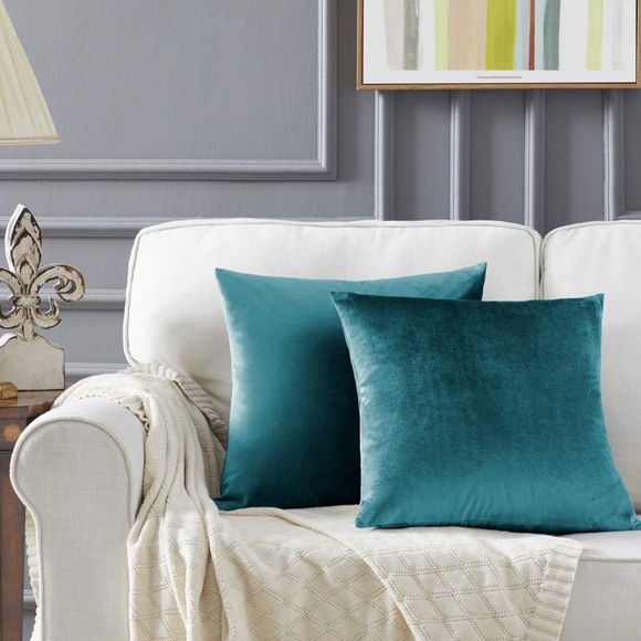 1 Rodeo Home Chenille Accent Square Throw Aqua Turquoise Pillows 24" x 24" - Picture 1 of 10